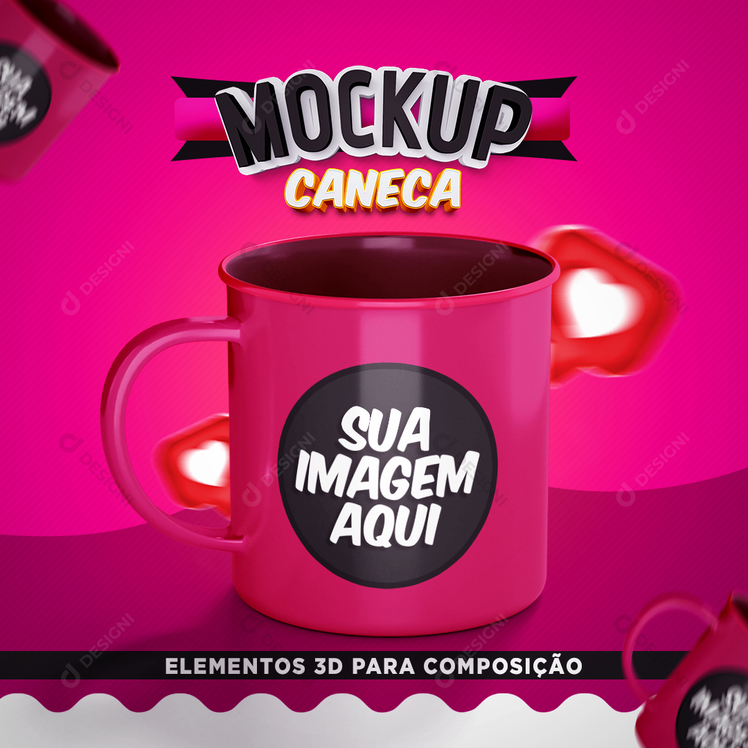 Mockup Caneca Rosa PSD
