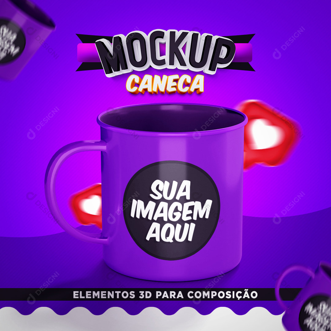 Mockup Caneca Roxa PSD