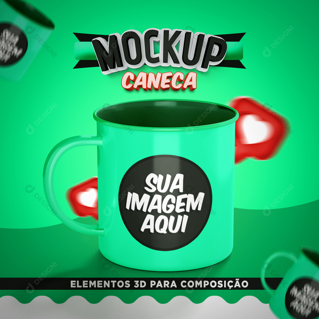 Mockup Caneca Verde Ciano PSD