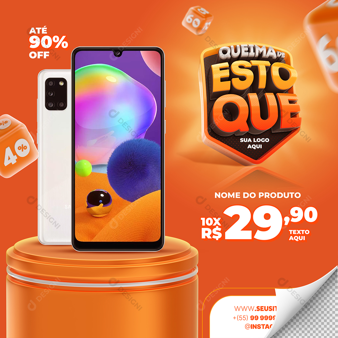 Loja Queima de Estoque Produtos Celular Social Media PSD Editável