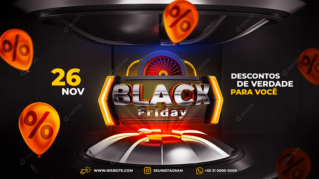Banner Black Friday Loja Descontos de Verdade Social Media PSD Editável