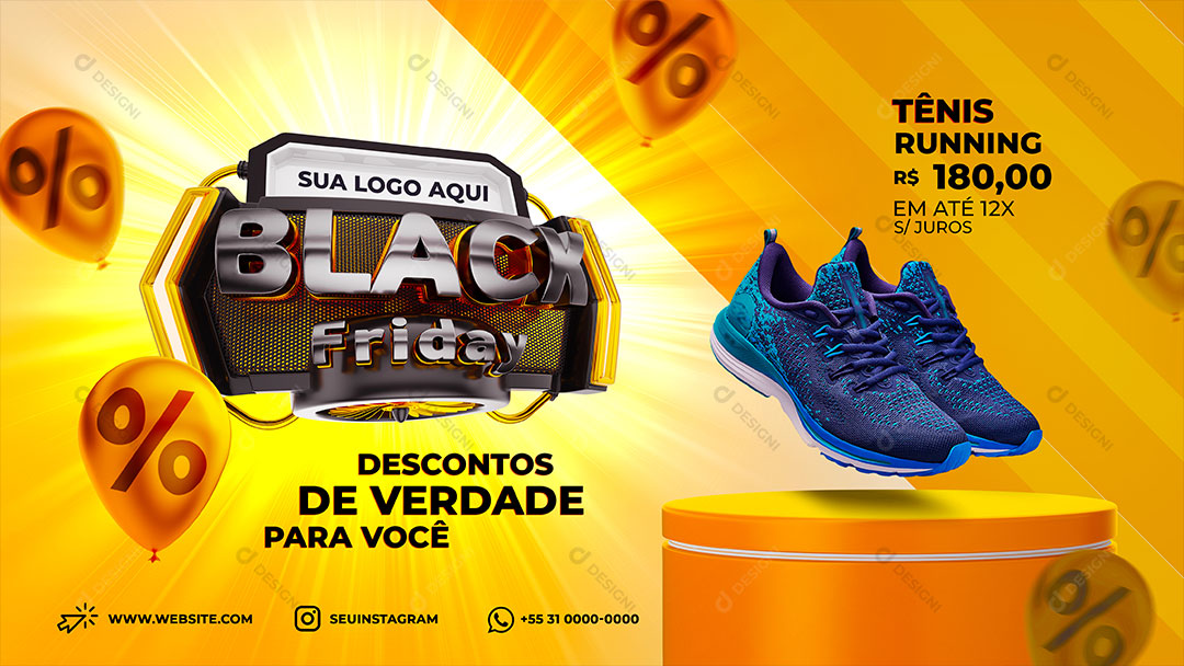 Banner Black Friday Loja Produto Tênis Social Media PSD Editável