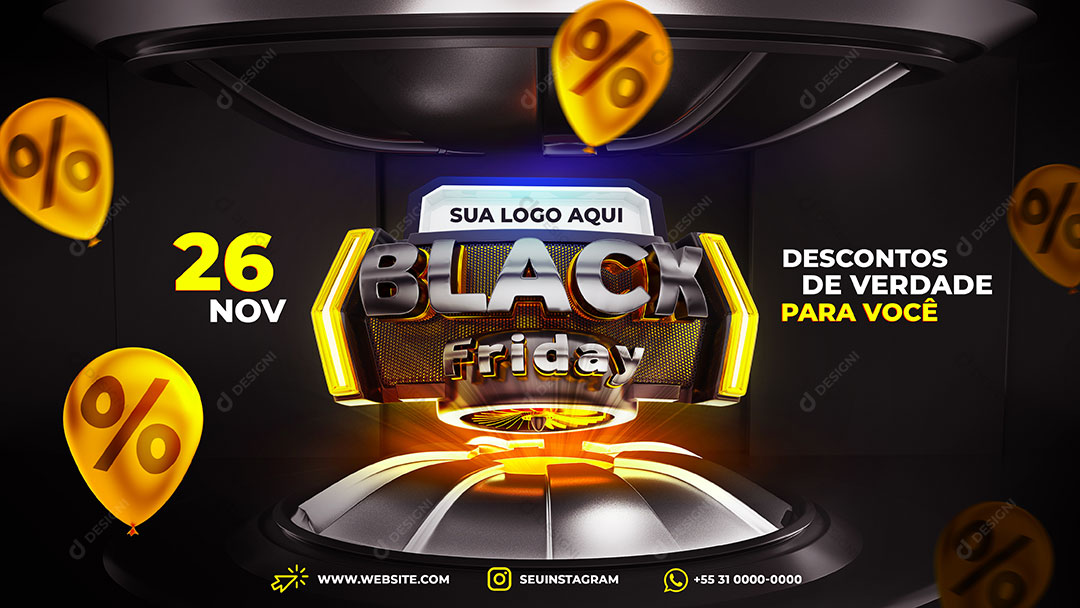 Banner Black Friday Loja Descontos de Verdade Social Media PSD Editável