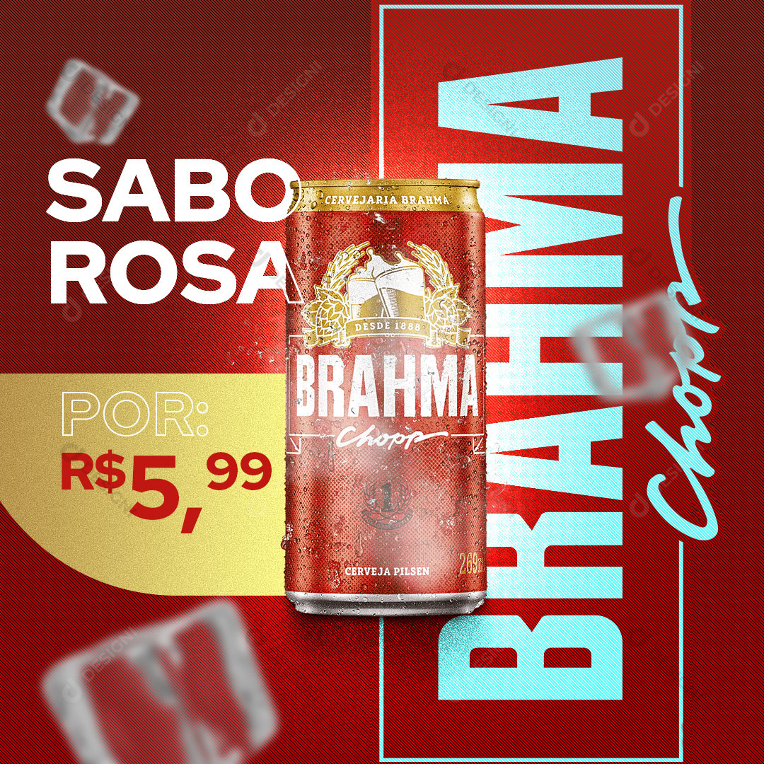 Distribuidora Saborosa Cerveja Brahma Social Media PSD Editável