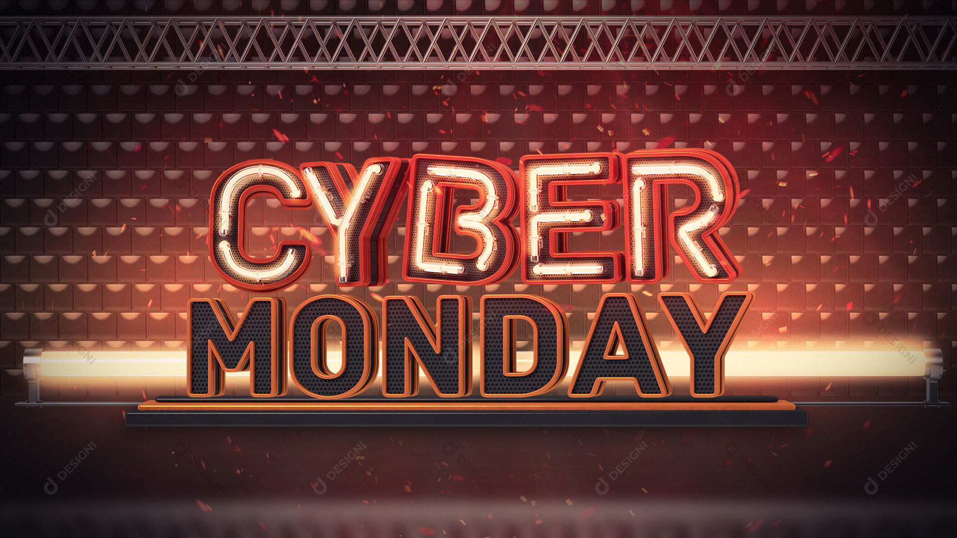 Selo 3D Cyber Monday para Composição PSD