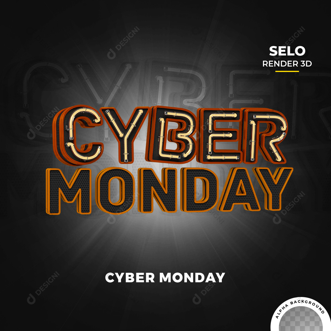 3D Cyber Monday Stamp for Composition PNG Transparent No Background
