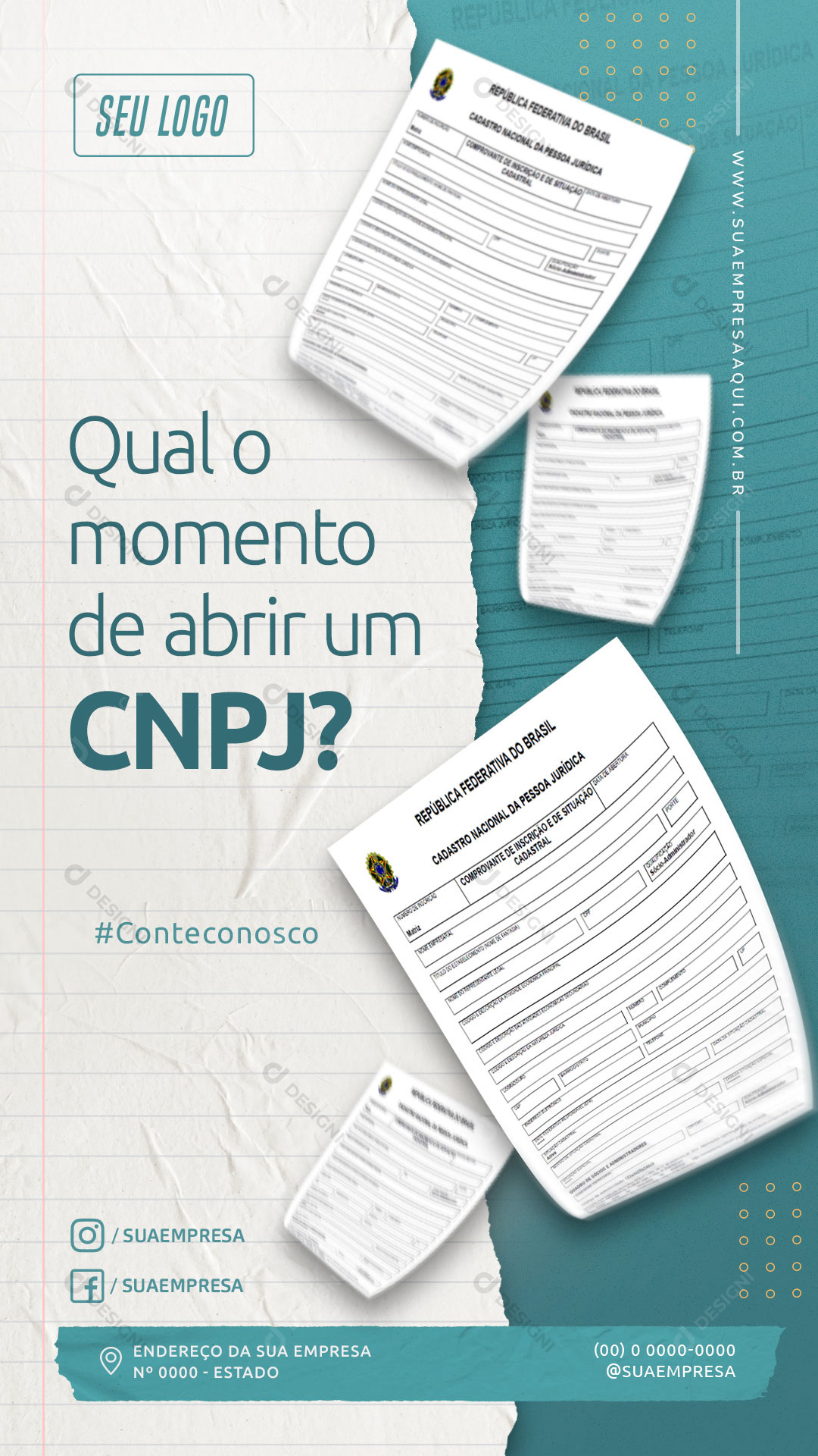 Story Qual o Momento de Abrir Um CNPJ Social Media PSD Editável