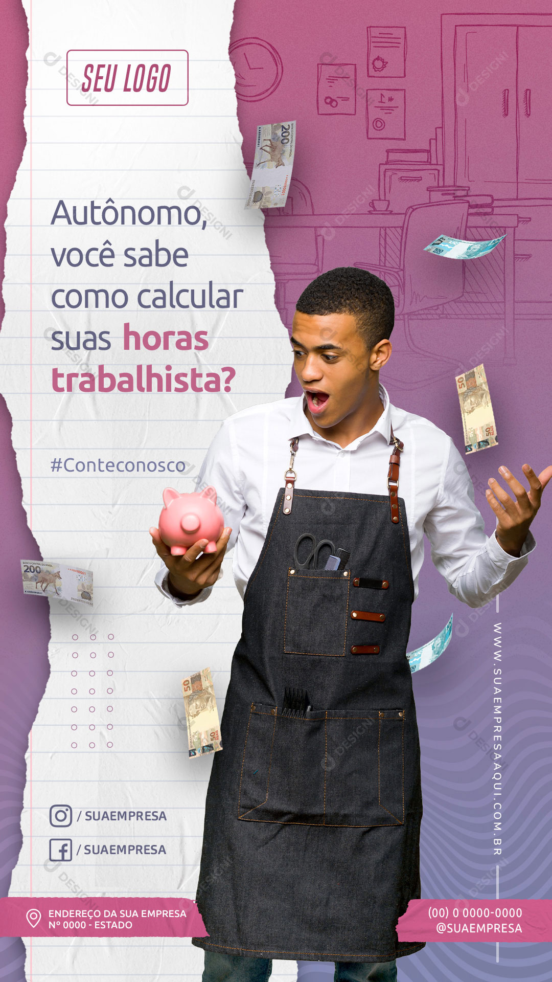 Story Autônomo Você Sabe Calcular Suas Horas Trabalista Social Media PSD Editável