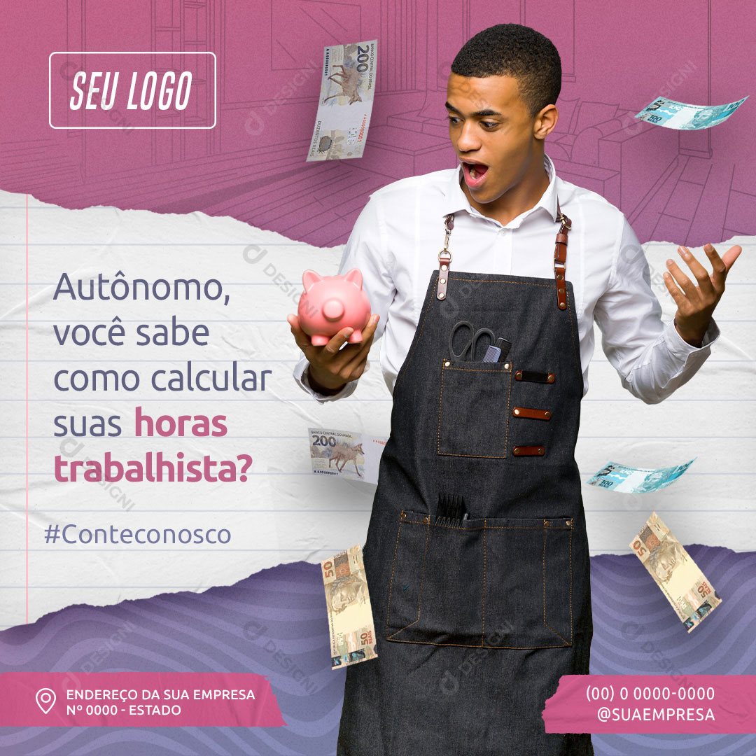 Autônomo Você Sabe Calcular Suas Horas Trabalista Social Media PSD Editável