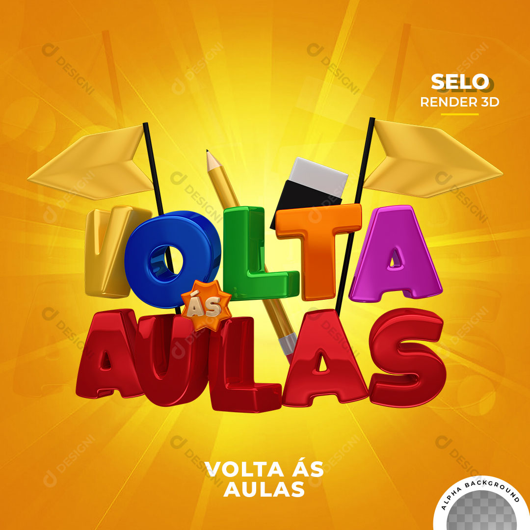 Volta ás Aulas Selo 3D Para Composição PNG Transparente