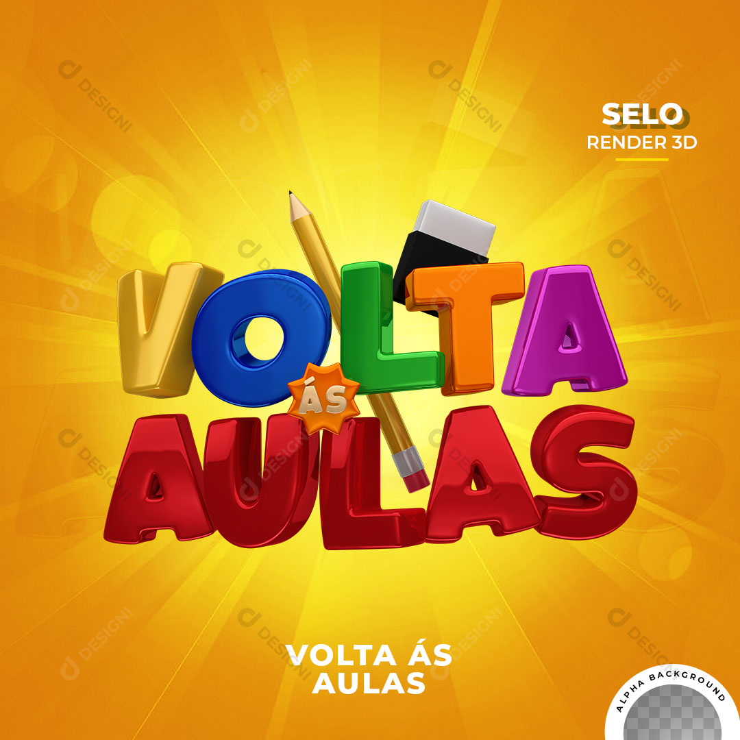 Volta ás Aulas Selo 3D Para Composição PNG Transparente