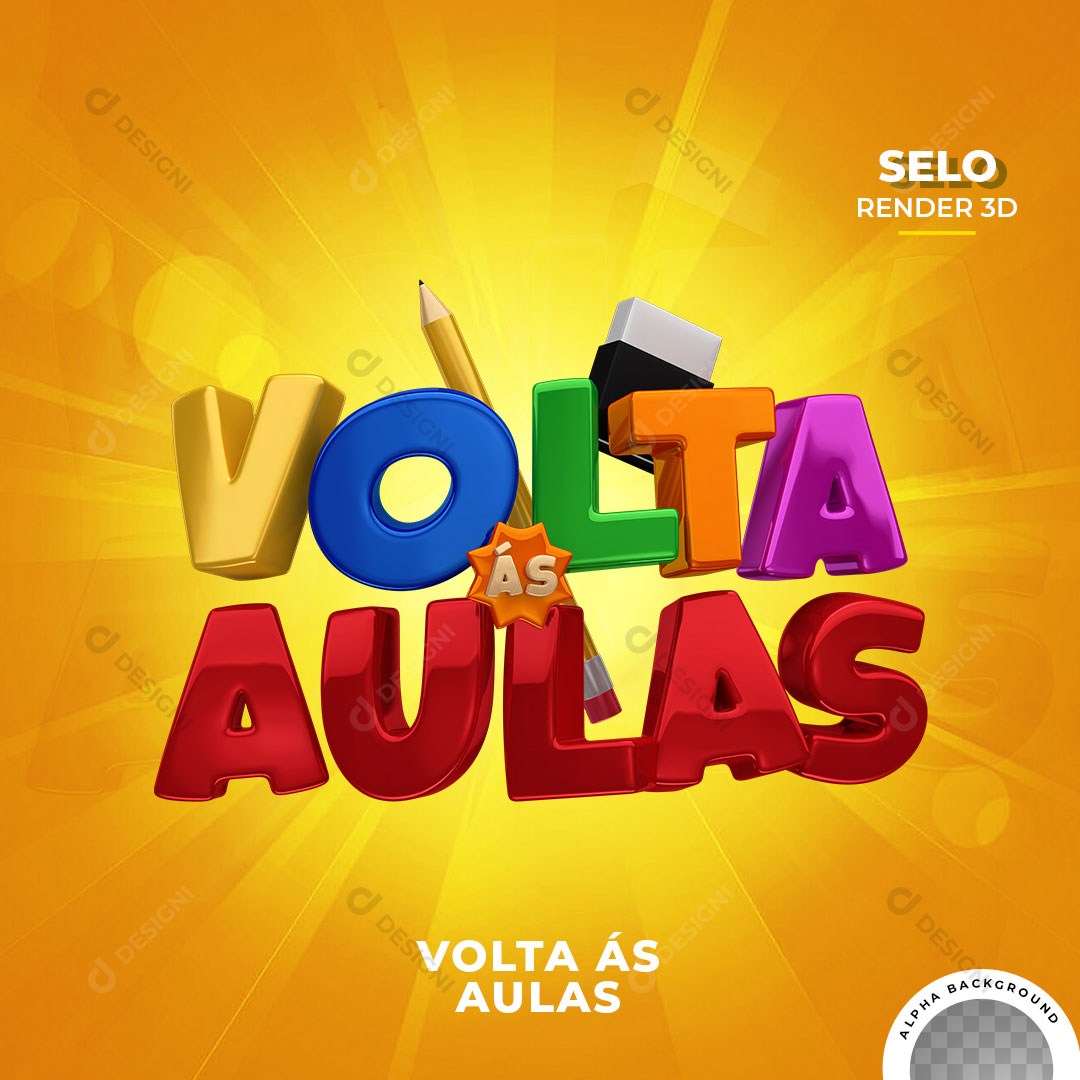 Volta ás Aulas Selo 3D Para Composição PNG Transparente
