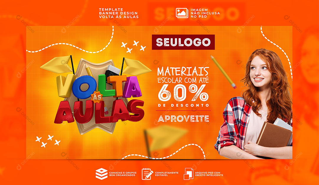 Banner Volta as Aulas Materiais Escolas Faculdade Melhores Ofertas PSD Editável