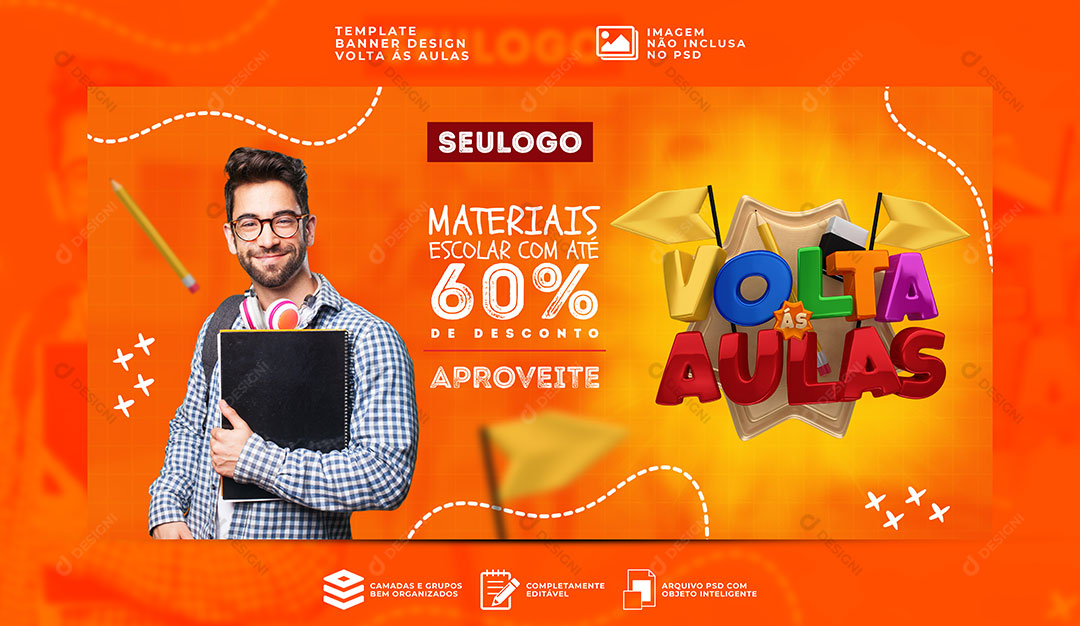 Banner Volta as Aulas Materiais Escolas Faculdade Melhores Ofertas PSD Editável