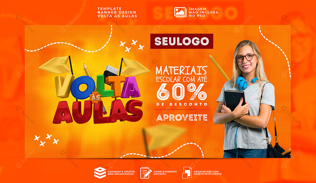 Banner Back to School Materials Schools Faculty Best Offers Editable PSD