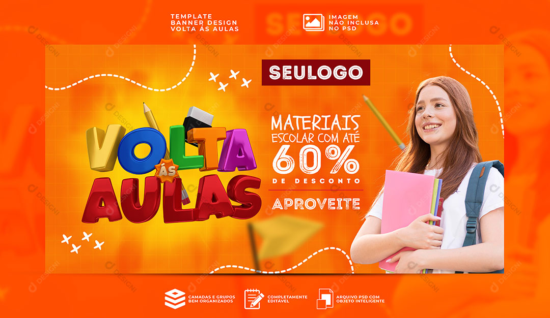 Banner Volta as Aulas Materiais Escolas Faculdade Melhores Ofertas PSD Editável