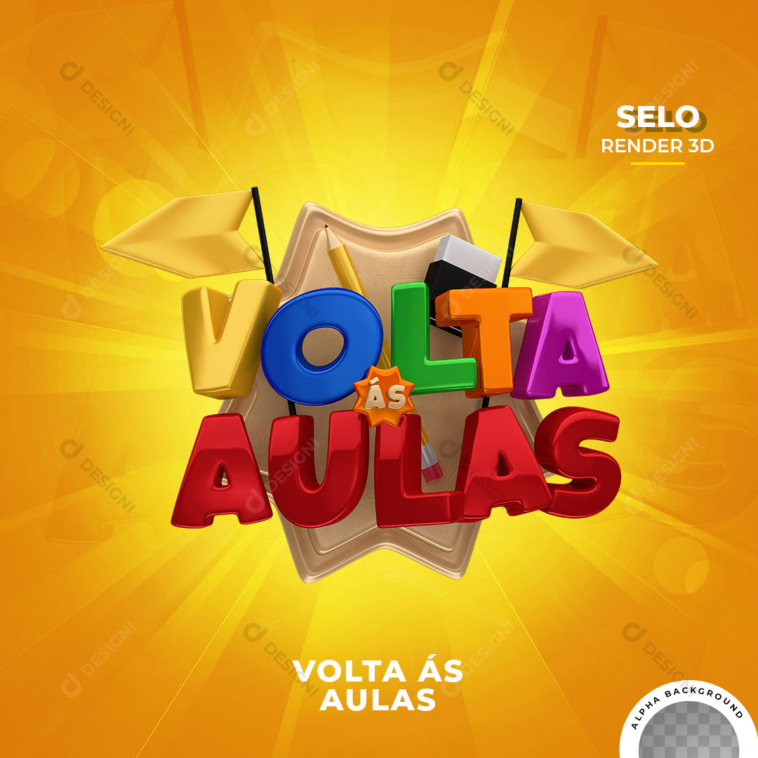 Back to School Stamp 3D Compositing Transparent PNG