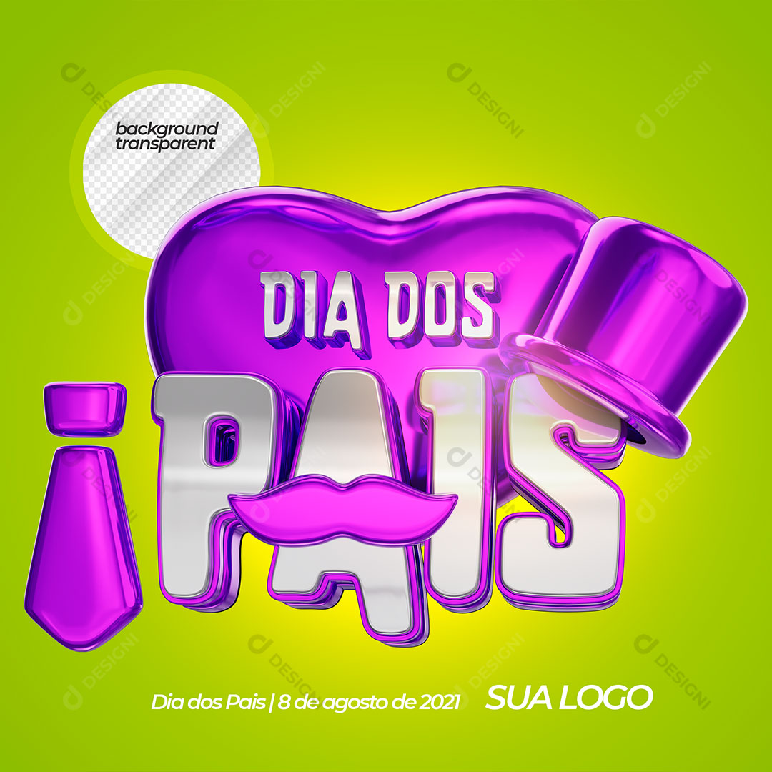Dia dos Pais Selo 3D Para Composição PSD Editável