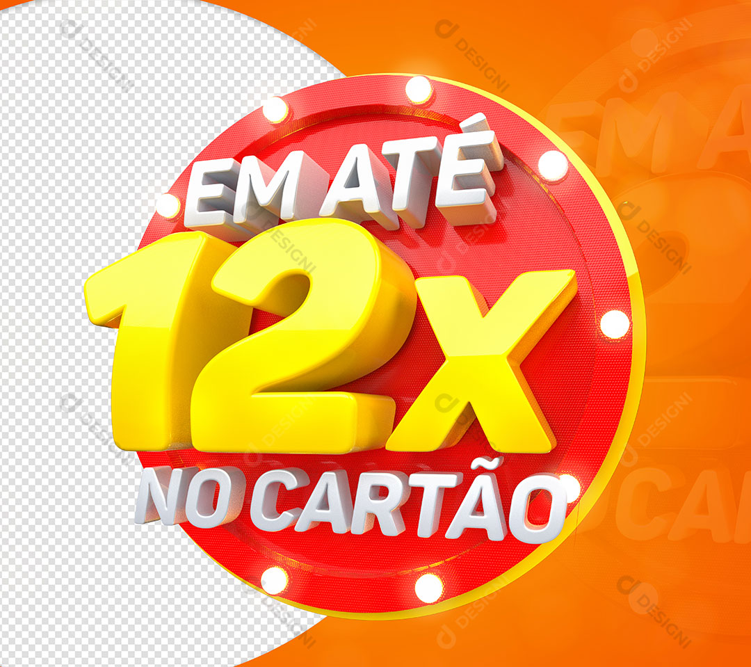 Em Até 12x no Cartão Selo 3D Para Composição PSD