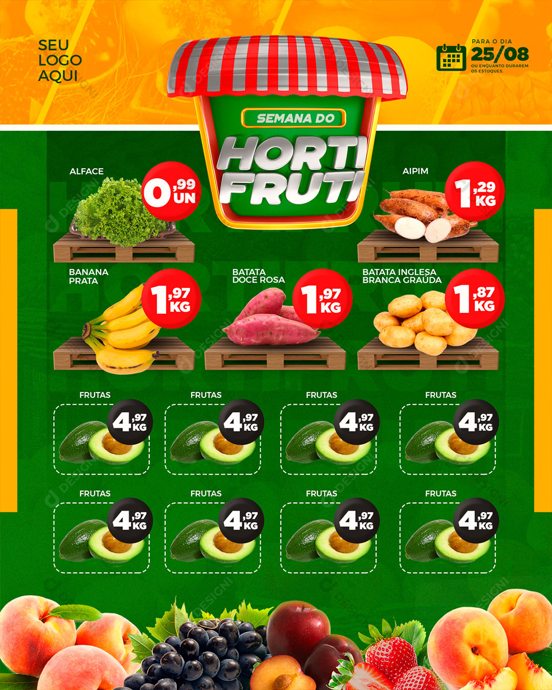 Hortifruti Frutas e Verduras Feira Social Media PSD Editável