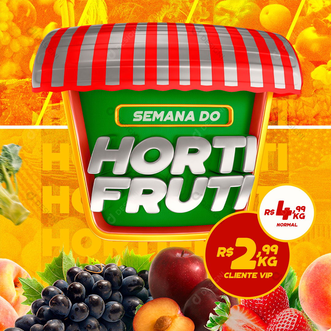 Semana do Hortifruti Selo 3D Para Composição PSD Editável