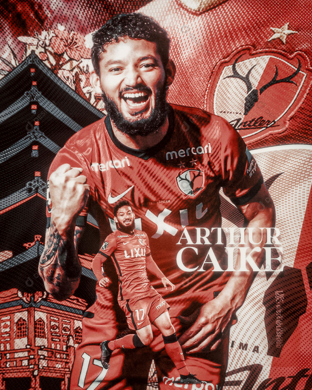 Flyer Jogador de Futebol Arthur Caike Social Media PSD Editável