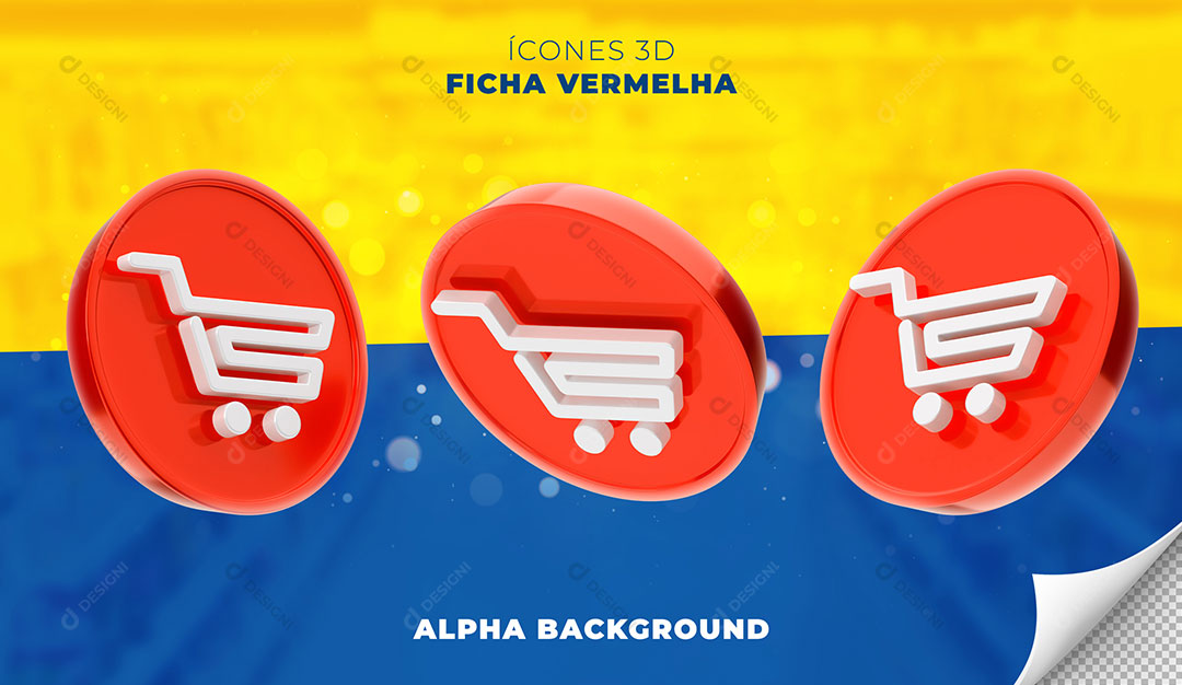 Ícones Supermercado Ficha Vermelha Elemento Para Composição PSD