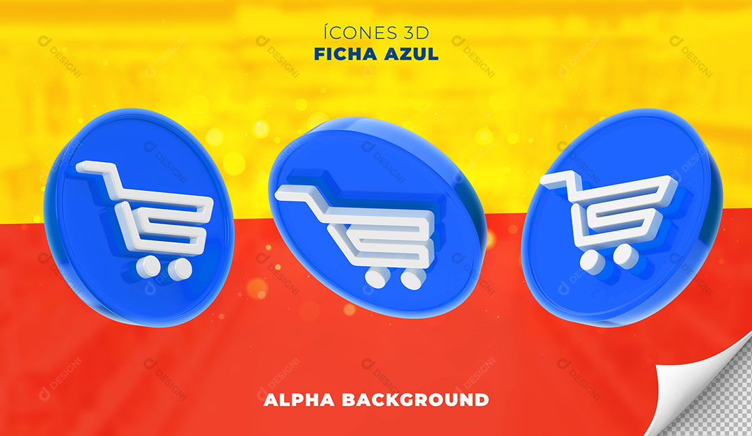 Ícones Supermercado Ficha Azul Elemento Para Composição PSD