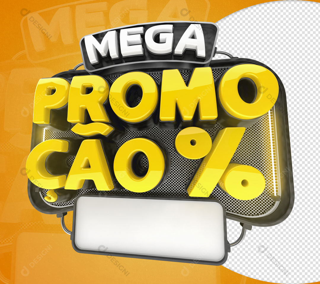Selo 3D Mega Promoções Elemento Para Composição PSD