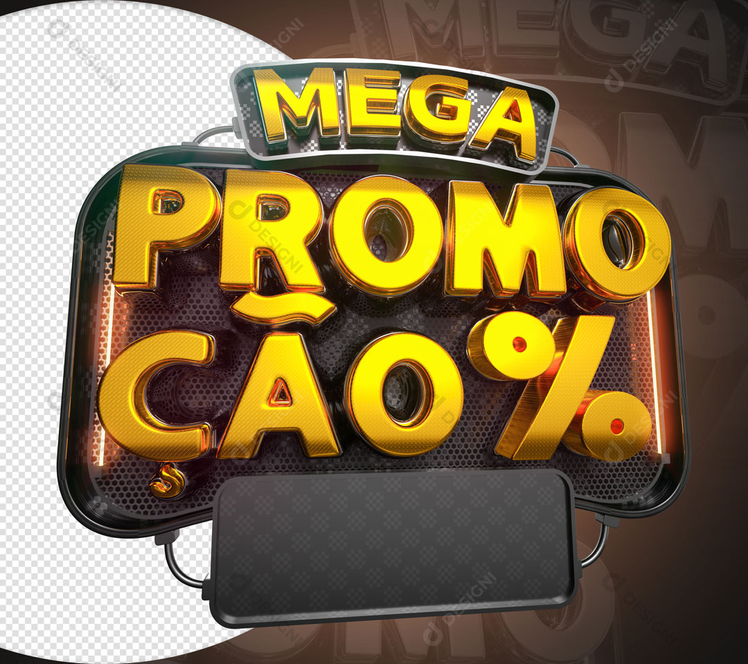 Selo 3D Mega Promoções Elemento Para Composição PSD