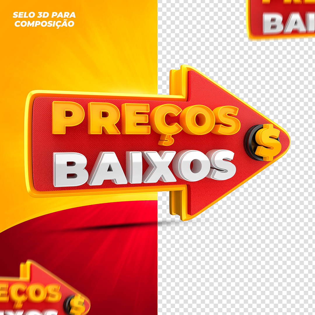 Selo 3D Preço Baixo para Composição PSD