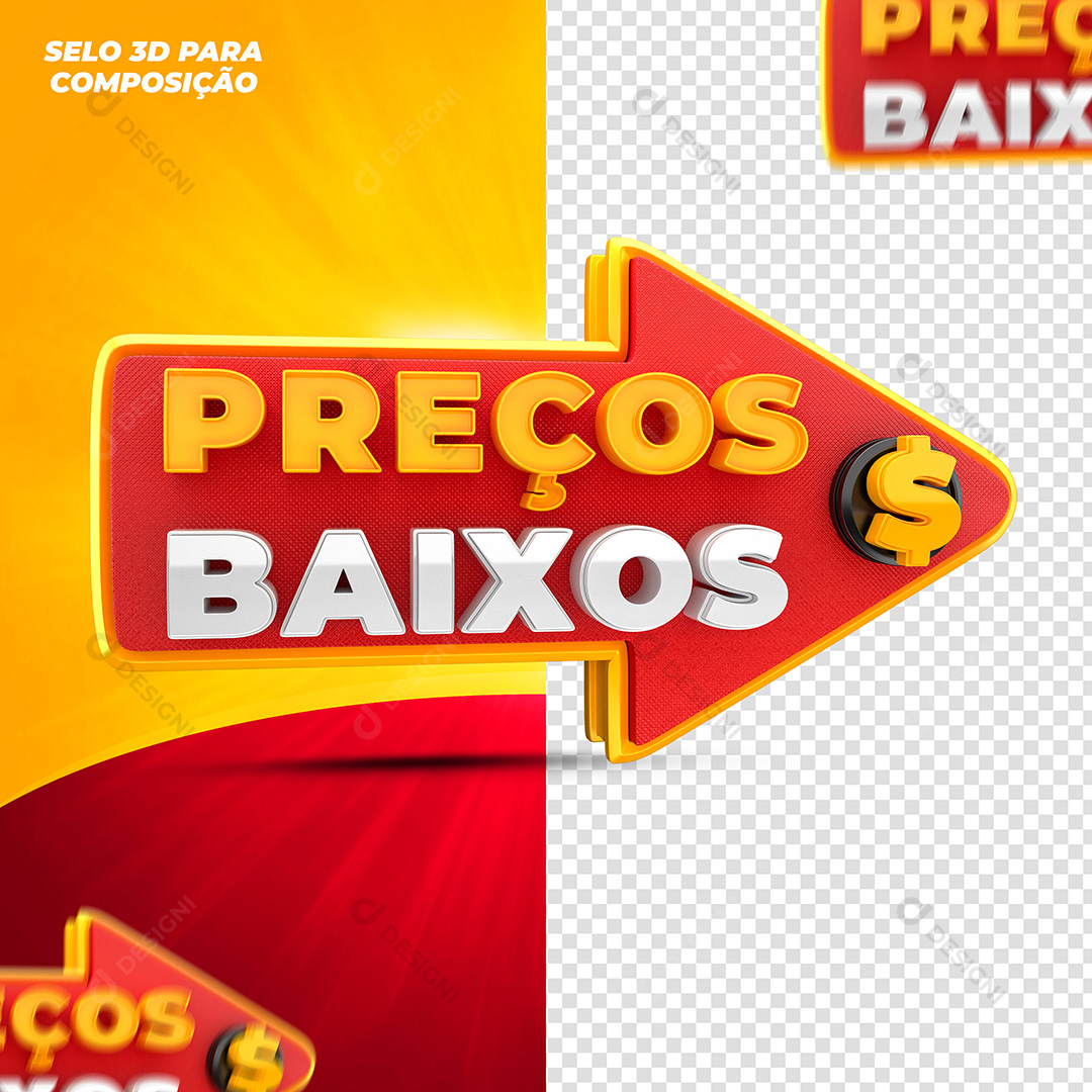 Selo 3D para Composição Preço Baixo PSD