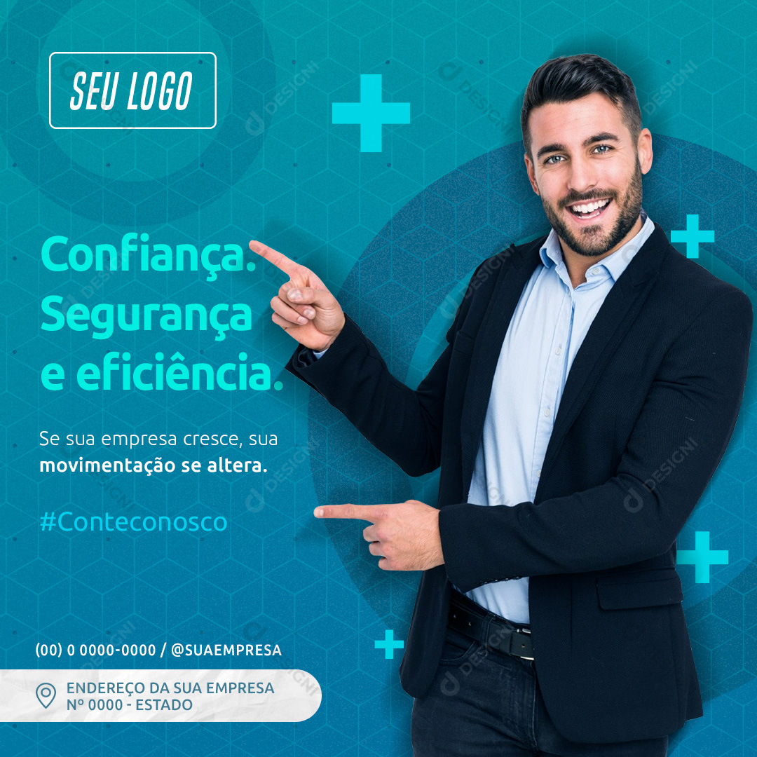 Confiança Segurança e Eficiência Social Media PSD Editável