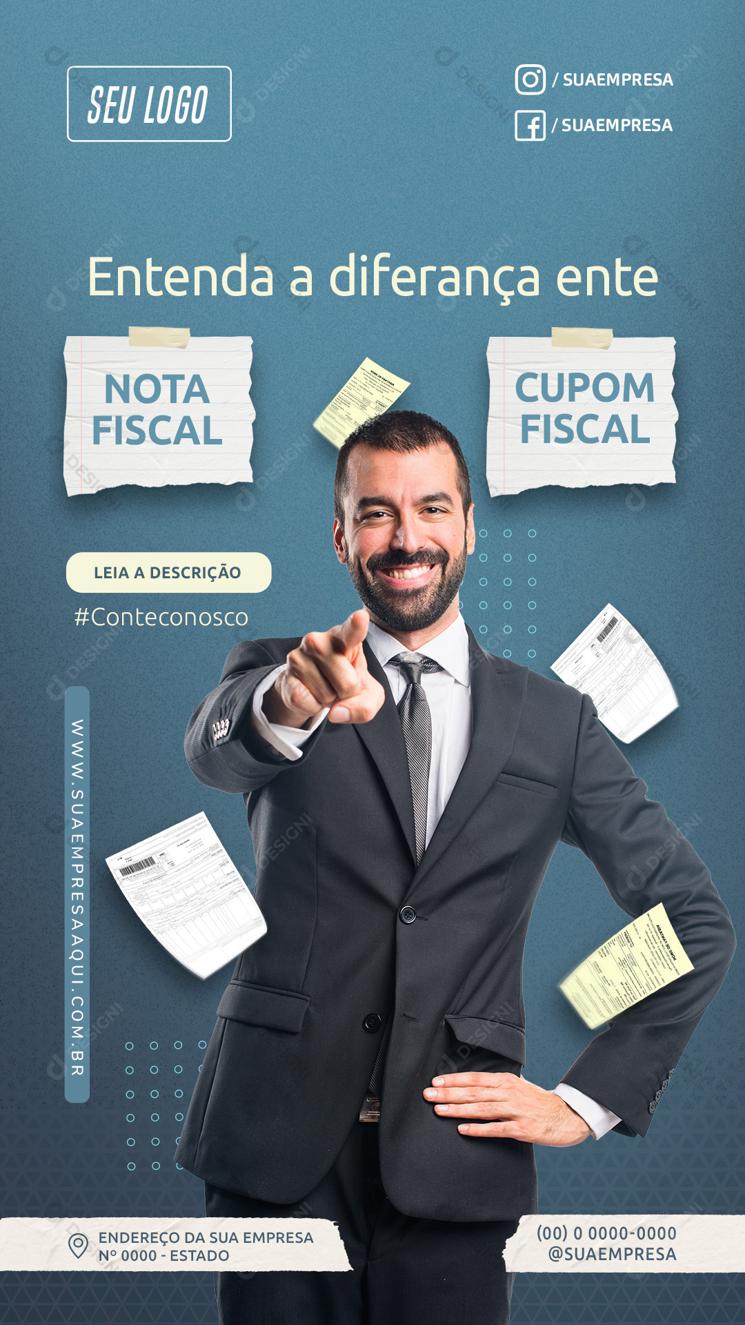 Entenda a Diferença Entre Cupom Fiscal e Nota Fiscal Stories Social Media PSD Editável