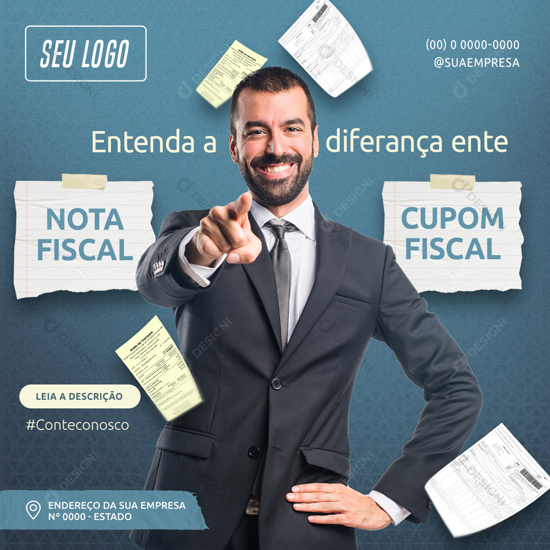 Entenda a Diferença Entre Cupom Fiscal e Nota Fiscal Social Media PSD Editável