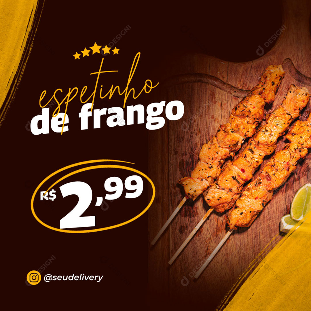 Espetinho de Frango Social Media PSD Editável