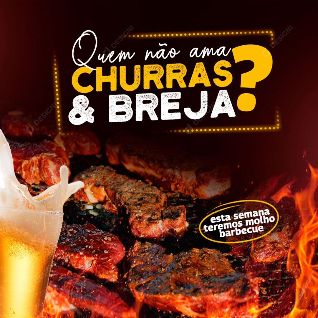 Churrasco e Breja Churrascaria Social Media PSD Editável
