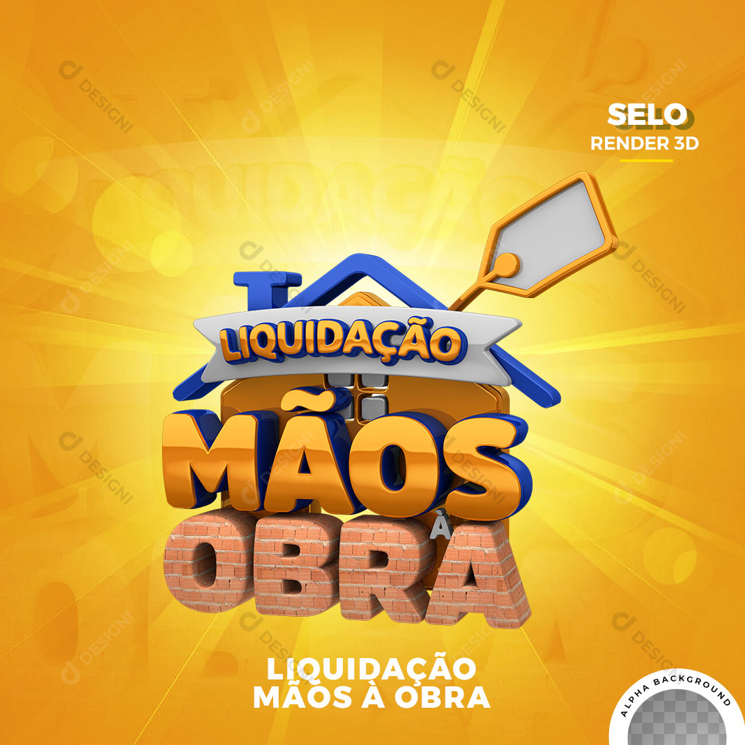 Liquidação Mãos à Obra Selo 3D Para Composição PNG Transparente