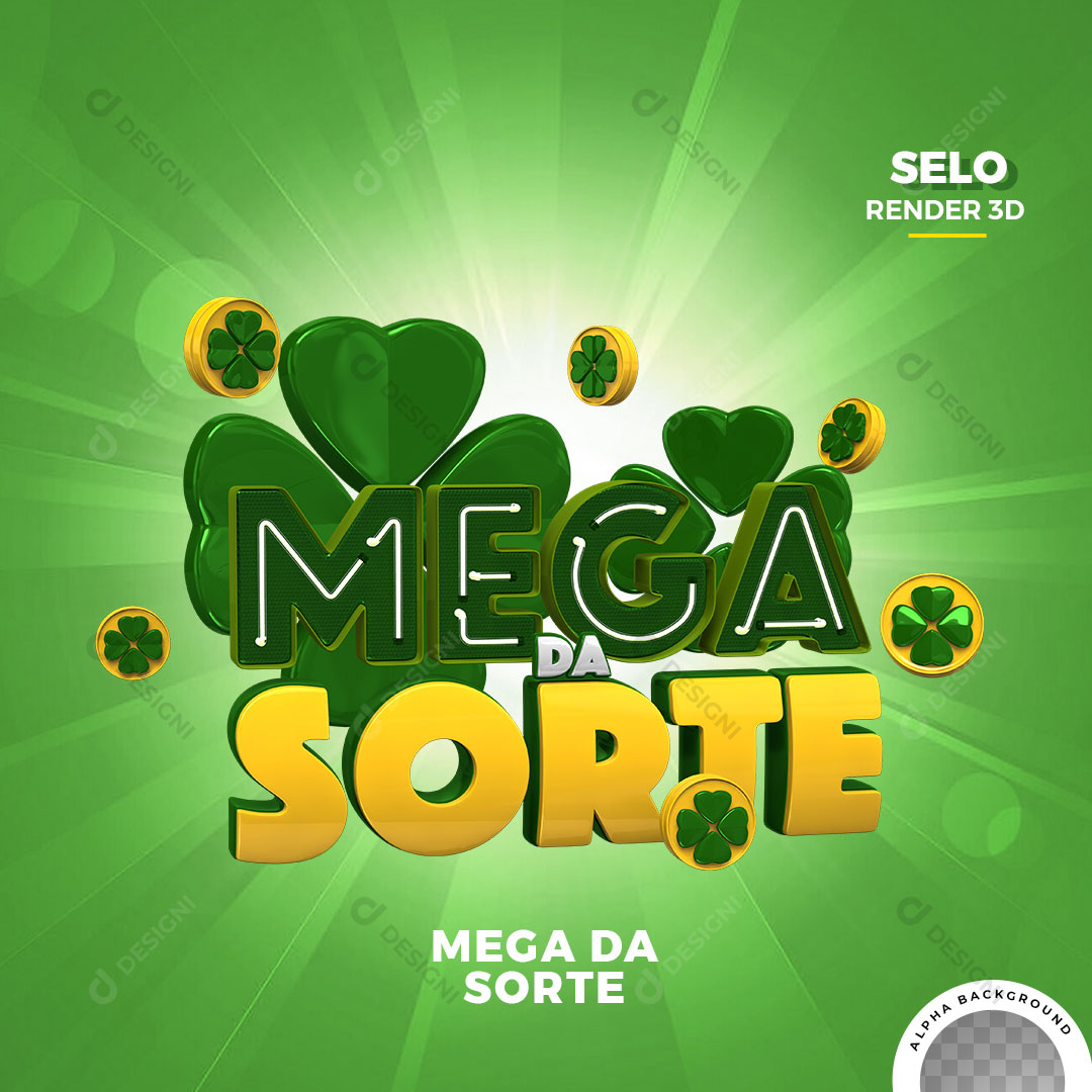 Mega da Sorte Selo 3D Para Composição PNG Transparente