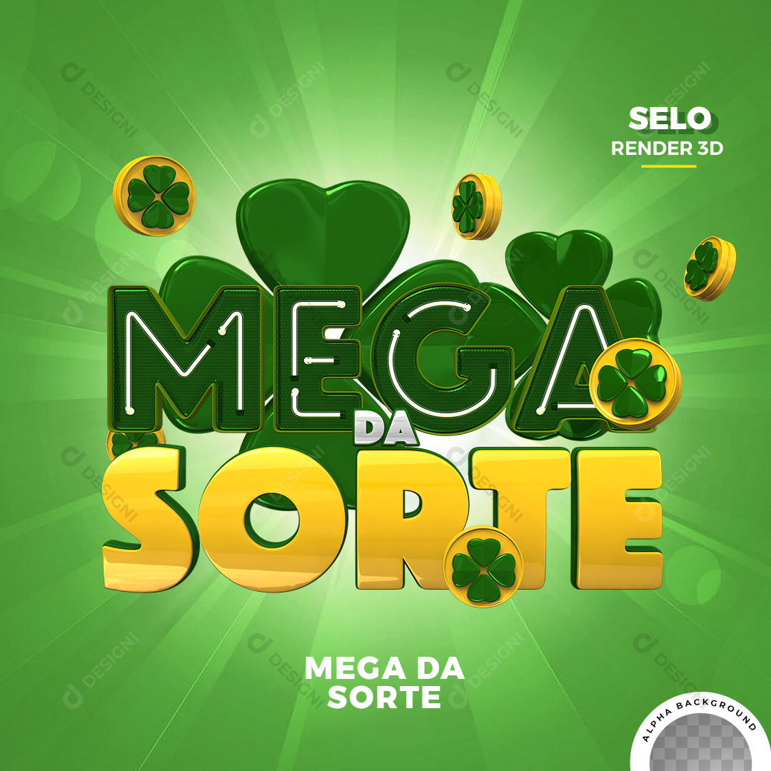 Mega da Sorte Selo 3D Para Composição PNG Transparente