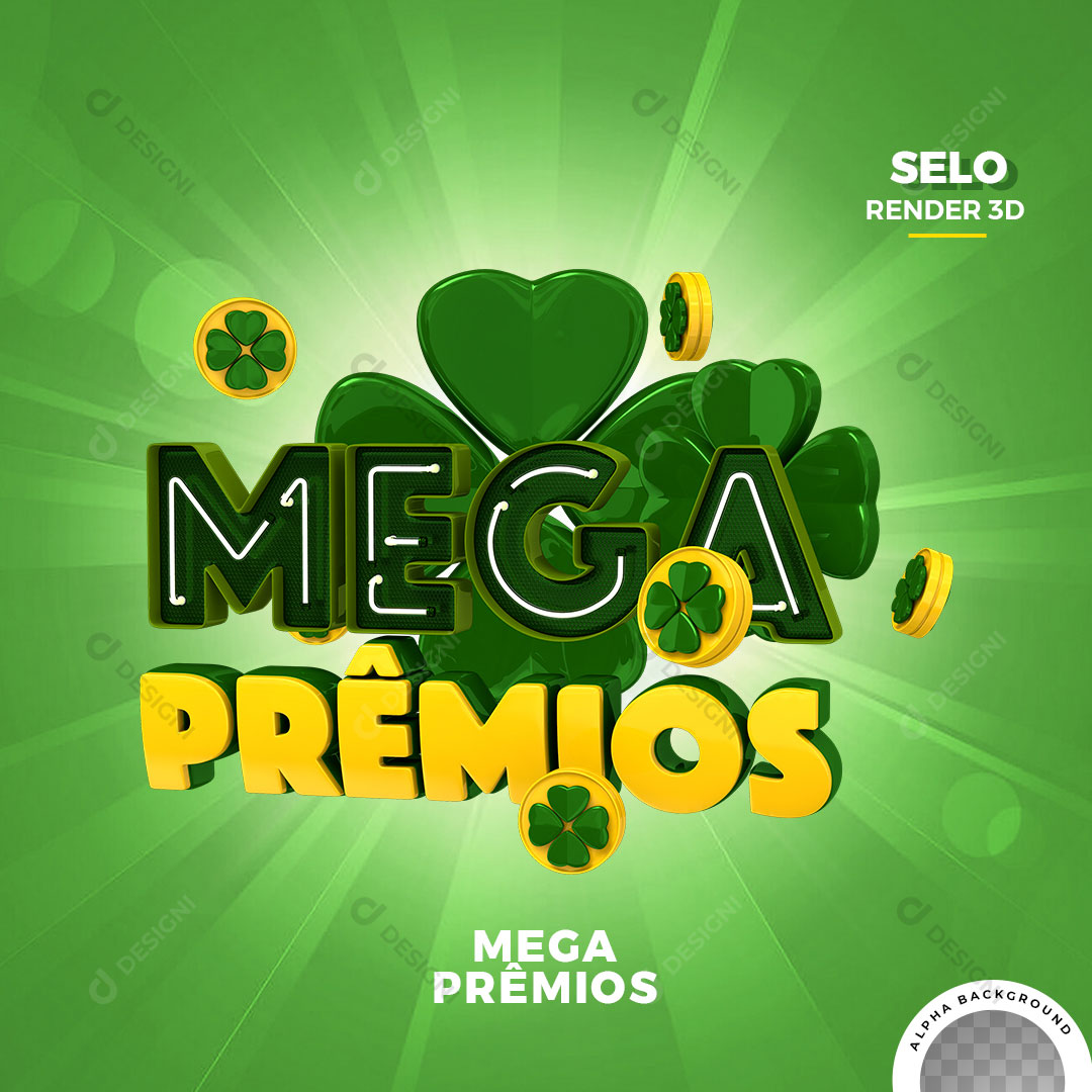 Mega Prêmios Selo 3D Para Composição PNG Transparente