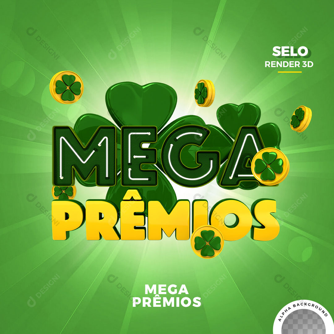 Mega Prêmios Selo 3D Para Composição PNG Transparente