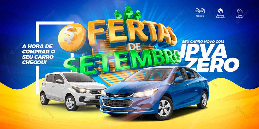 Ofertas de Setembro A Hora de Comprar Seu Carro Social Media PSD Editável