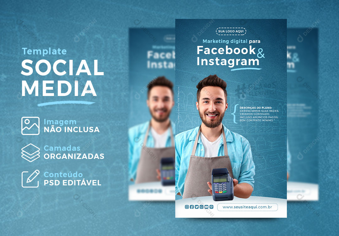 Social Media Story Template Marketing Digital Para Redes Sociais PSD Editável