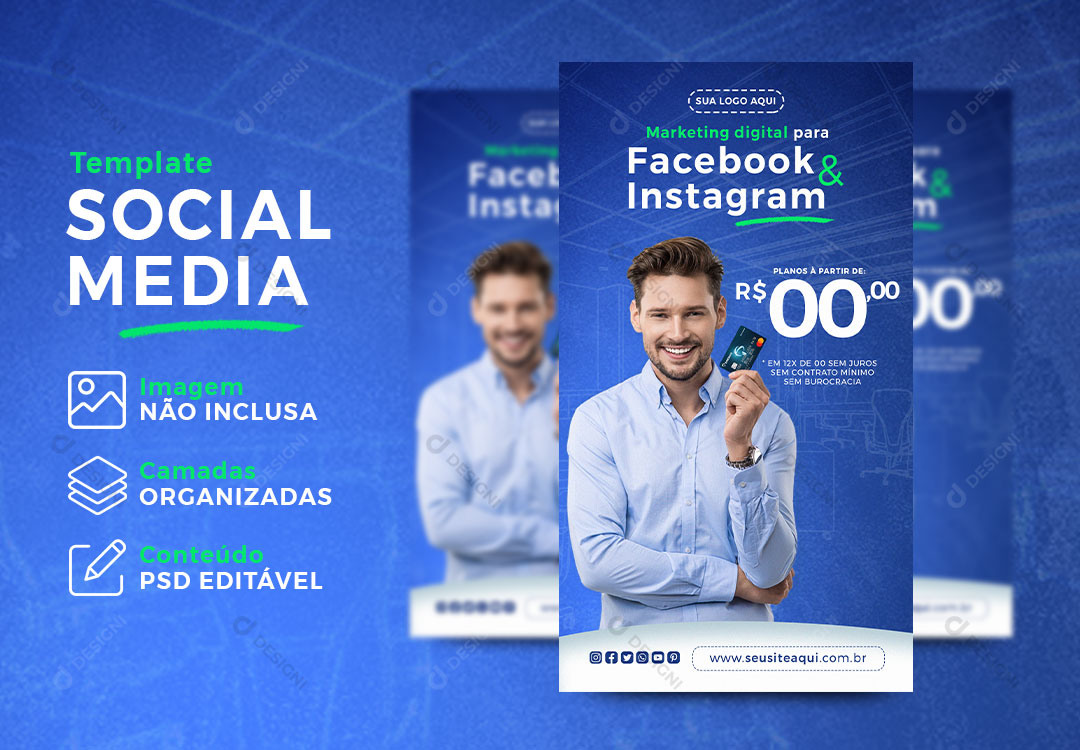 Social Media Story Template Marketing Digital Para Redes Sociais PSD Editável