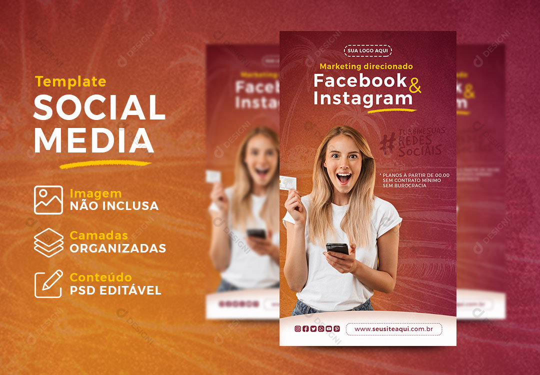 Social Media Story Template Marketing Digital Para Redes Sociais PSD Editável
