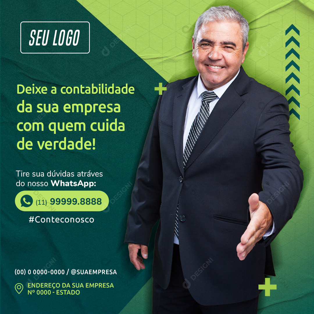 Deixe a Contabilidade da Sua Empresa Conosco Social Media PSD Editável