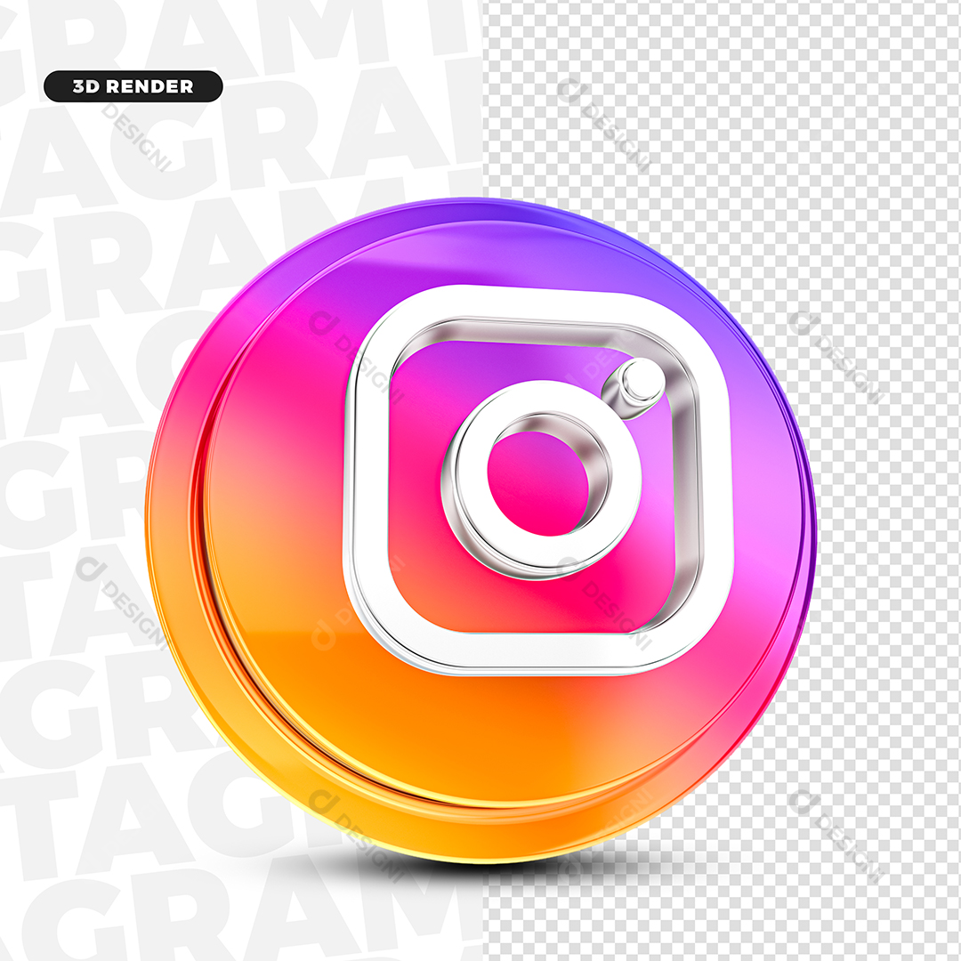 Instagram Ícone 3D Elemento Para Composição PNG Transparente