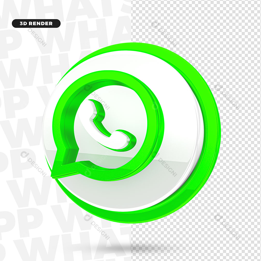 WhatsApp Redes Sociais Ícone 3D PNG Transparente