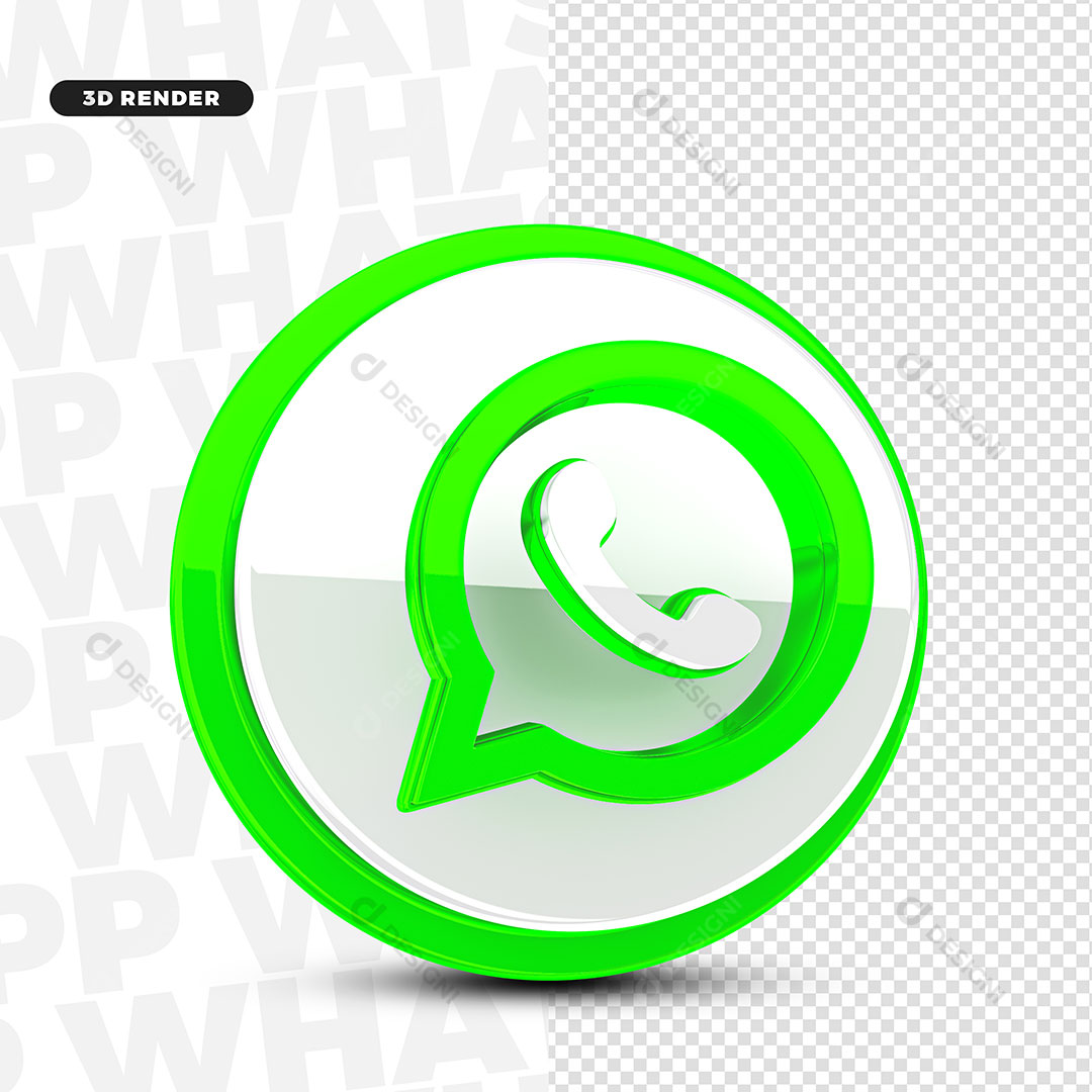 WhatsApp Redes Sociais Ícone 3D PNG Transparente